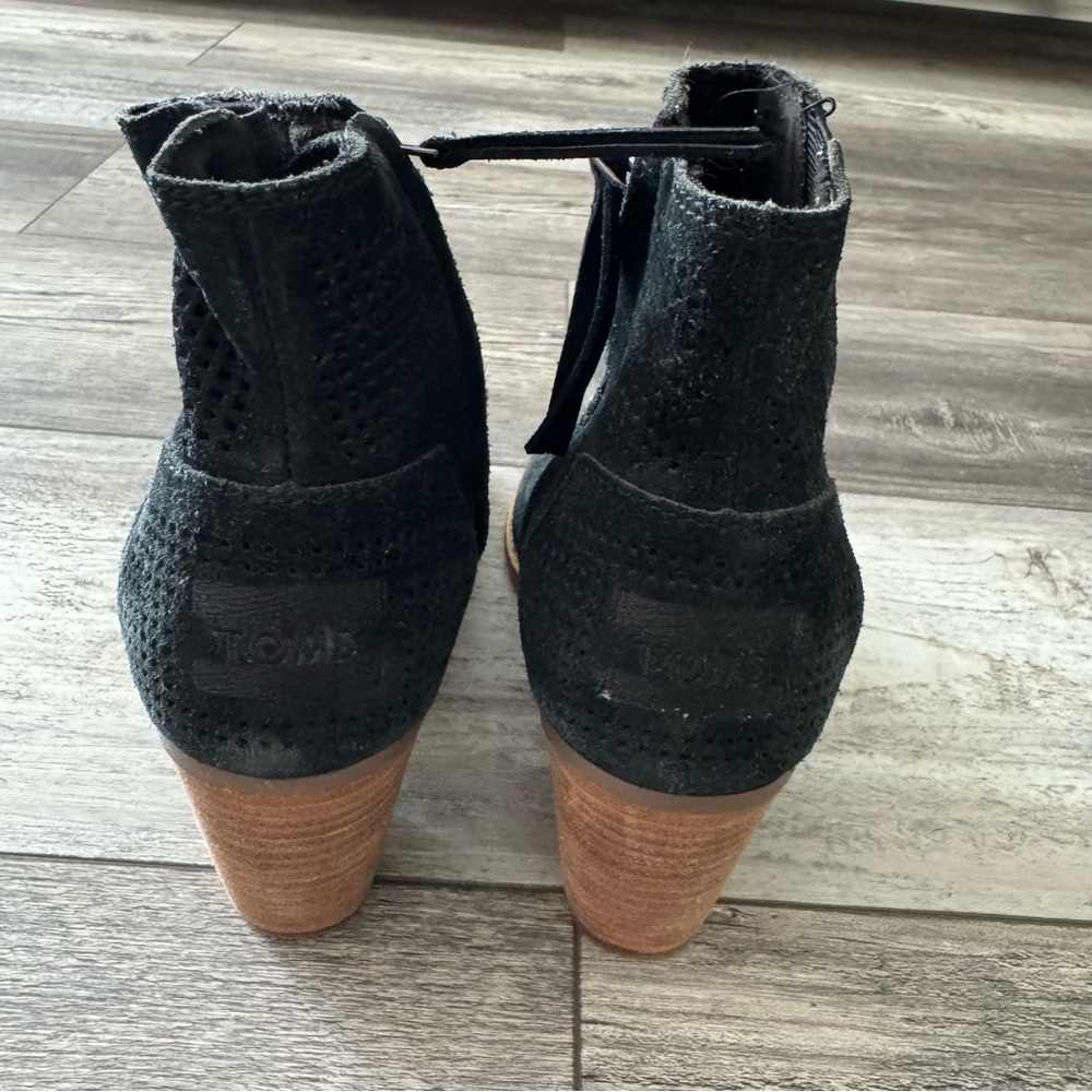 tom’s black ankle boots peep toe 6 - Picture 4 of 7